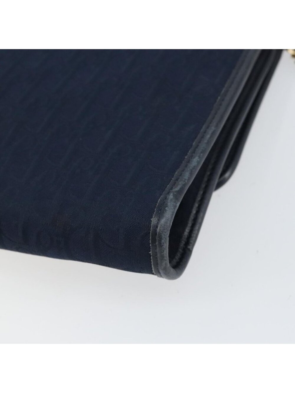 Authentic Christian Dior Trotter Canvas Chain Shoulder Bag Navy Gold - Picture 8 of 16